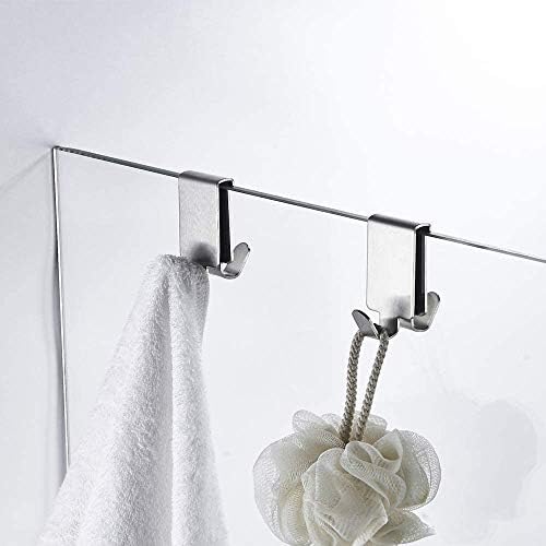 ווים כפולים מוקיואר לדלת מקלחת זכוכית, ווי מגבות מעל קיר הזכוכית בחדר האמבטיה 0.31-0.39 אינץ', נירוסטה, מוברש,2 מארז.