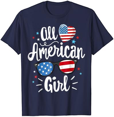 כל אמריקאי ילדה נשים אמריקאי דגל 4 יולי פטריוטית חולצה