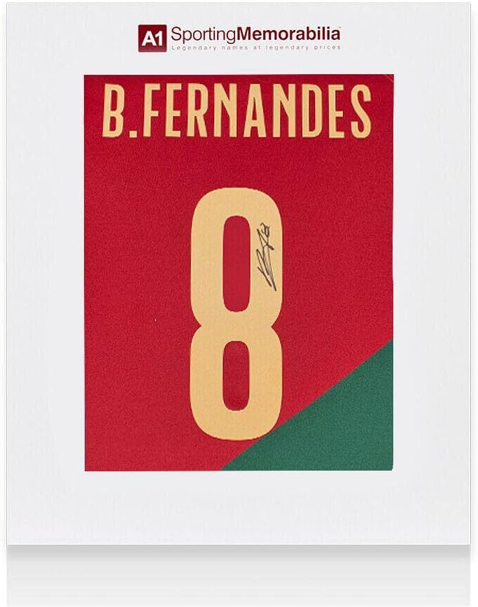 ברונו פרננדס חתמה על חולצת פורטוגל - 2022-23, בית, מספר 8 - קופסת מתנה - גופיות כדורגל עם חתימה