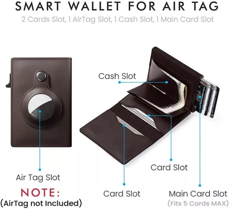 ארנק מינימליסטי בעל כרטיס איירטאג 2-דק במיוחד מגנטי עור אמיתי גשש כרטיס אשראי מקרה פרטיות ואבטחה חסימת אנטי אובדן כסף קליפ ארנק מתנה אידיאלית