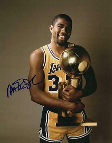 מג'יק ג'ונסון חתום על חתימה 11x14 צילום - La Lakers כדורסל אלוף Wolrd - תמונות NBA עם חתימה