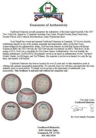 1987 צוות Mets של ניו יורק חתם על בייסבול 32 האוטו גארי קרטר הרננדז תות COA - כדורי בייסבול עם חתימה