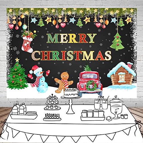חג המולד שמח רקע חג המולד עץ אנשי שלג קוקי חורף שלג מתנות צילום רקע לילדים ויניל משפחה חג יום הולדת עוגת שולחן מסיבת קישוטי באנר