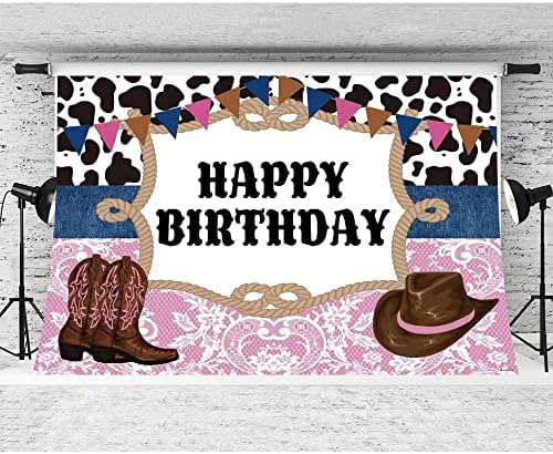 רקע קאובוי מערבי 5 על 3 רגל פוליאסטר פרה יום הולדת חוות כובע נעלי צילום רקע יום הולדת שמח תמונה לילדים יילוד תינוק מקלחת באנר מסיבת קישוטי