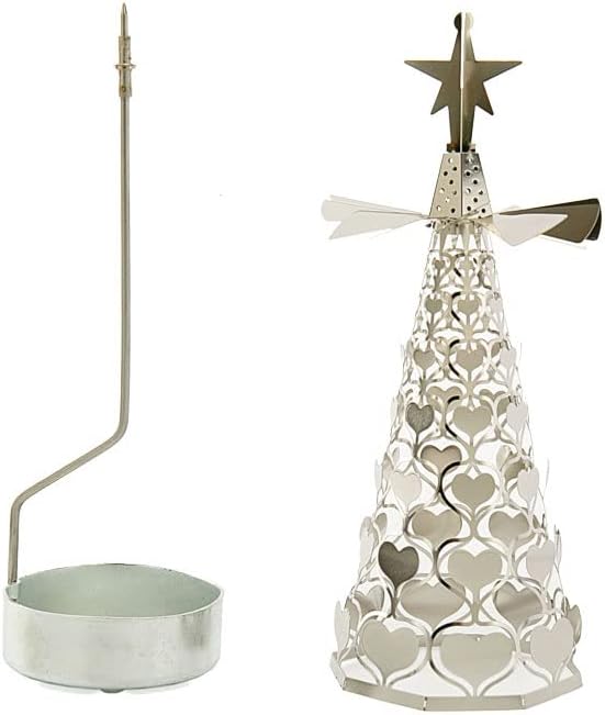 עץ חג המולד ספינינג תה אור בעל קונוס צורת לב פתית שלג רוטרי תאורת תה תצוגת עיצוב הבית חג המולד קישוט