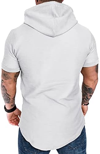 חולצות שרירים אופנה גברים קפוצ ' ון חולצת אימון עם ברדס טי לבן