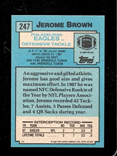 1988 Topps 247 Jerome Brown RC Rookie Eagles כדורגל NFL