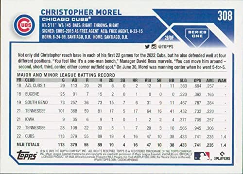 כריסטופר מורל RC 2023 Topps 308 טירון קאבס NM+ -MT+ MLB בייסבול