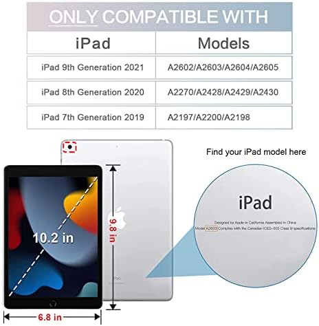 מקרה של Lalumix IPAD דור 9 מארז IPAD IPAD IPAD 8, מארז דור 7 של iPad, iPad 10.2 כיסוי מגן מארז, צפייה רב זוויתית מתכווננת מעמד מתכוונן