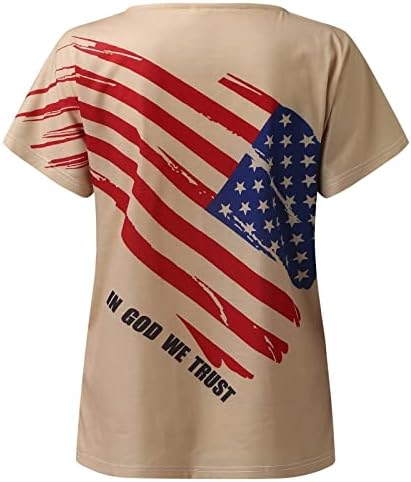 יום עצמאות יום עצמאות הדפס V צוואר חולצה מזדמנת חולצה עם שרוולים קצרים סוודר רופף רביעי חמוד רביעי ביולי חולצות T