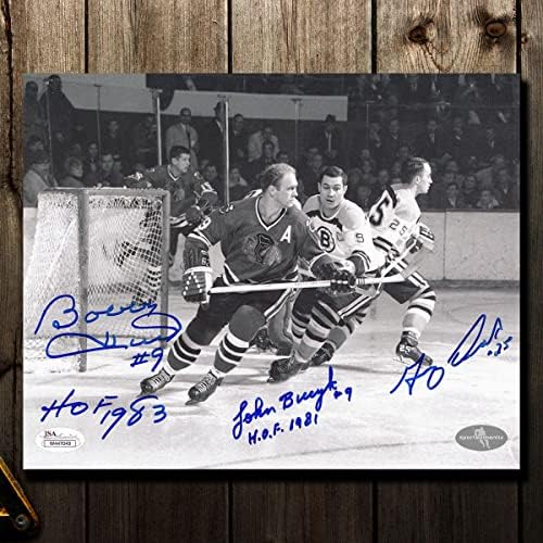 ג'וני בוקיק וגארי דוק נגד בובי הול חתימה משולש 8x10 צילום - תמונות NHL עם חתימה
