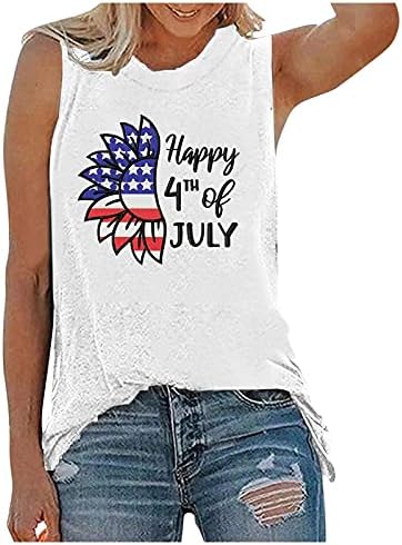 4 ביולי גופיות לנשים ללא שרוולים חולצות טריקו עם צווארון חולצות טריקו עם פסים פטריוטיים