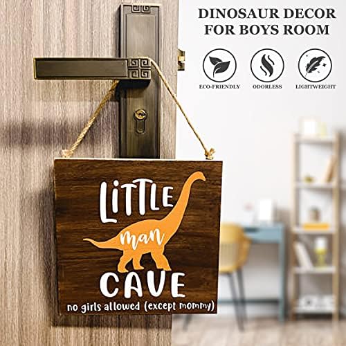 מערת איש קטן - דינוזאור עץ קיר תפאורה-בני חדר קישוט - משתלת דקור עבור בני מתנה שינה - עץ דלת תליית קיר מגפה