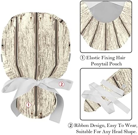 כובעים רפואיים של Lorvies לנשים עם כפתורים שיער ארוך, כובע עבודה מתכוונן 2 חלקים, גדר עץ ישנה