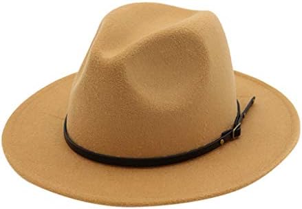 כובעי פדורה עם אבזם חגורה אופנה כובע קז'ואלי לנשים רטרו תקליטון כובע ג'אז רחב כובעי פדורה לנשים לגברים נשים