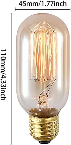 45 40 וולט נורת נימה עתיקה 26 נורת אדיסון וינטג ' מנורת אור צינורית ספירלית טונגסטן שווה ערך אור צהוב חם לגופי תאורה ביתיים דקורטיביים,