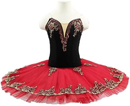 DSHDB אדום שחור אדום טרום-מקצועי שלב בלט שמלת תלבושות נשים ופנקייק בלרינה למבוגרים