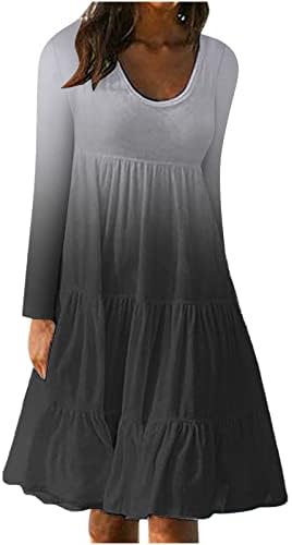 שמלת חולצת טריקו רופפת של Narhbrg נשים שרוול ארוך שמלת פרע רגיל שמלת נדנדה שכבתית מזדמנים 2022 שמלת מסיבת קוקטייל סתיו