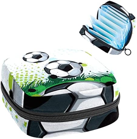 תיק תקופת, תיק אחסון מפיות סניטרי, מחזיק כרית לתקופה, כיס איפור, תבנית אמנות כדורגל בצבעי מים מופשטים