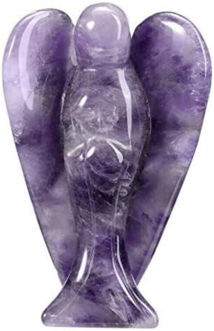 Linalife 1.5 פסל קוורץ ריפוי אבנים מגולפות קריסטל אמי -גביש גביש ביותר גביש סגול פסלון מלאך רייקי ריפוי מתנות אבן חן מגולפת ביד.