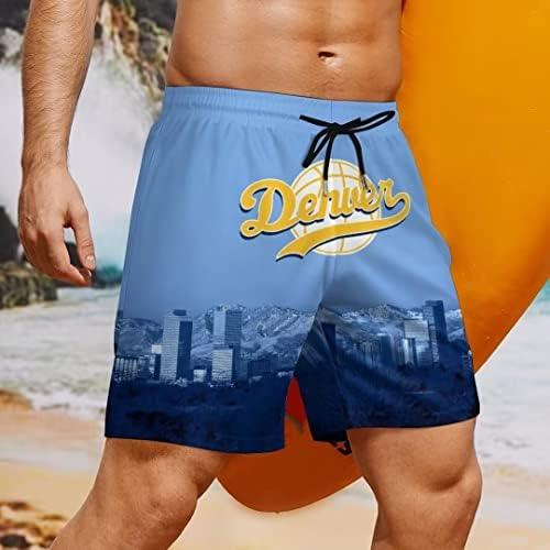 מכנסיים קצרים של חוף כדורסל גברים 2 ב 1 מכנסיים קצרים במותניים אלקטיות עם כיסי טלפון סיטי לילה נוף מתנות לגברים נוער