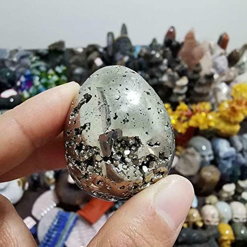 טבעי רייקי צ'אקרה קריסטל פיריט טבעי ביצה גיאוד דגימות מינרליות ברזל מוזהבות