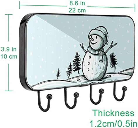 איש השלג של השלג דפוס חורף מעיל קיר קיר, מתלה מעיל כניסה עם 4 חיבור לעיל מעיל גלימות ארנק מגבות חדר אמבטיה כניסה לסלון