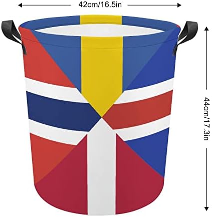נורדי דגל מתקפל סל כביסה אחסון כביסת גדול צעצוע ארגונית סל