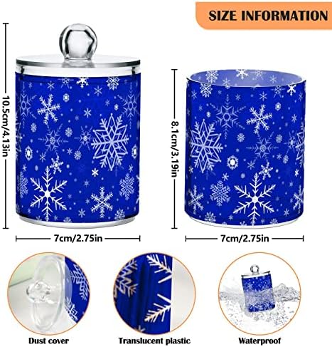 Alaza 4 Pack QTIP מחזיק מתקן פתיתי שלג כחול חורף מארגני אמבטיה לחג המולד חורף לחדר אמבטיה לכדורי כותנה/ספוגיות/רפידות/חוט דנט