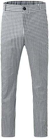 מכנסי DIYAGO מכנסיים רזים גברים משובץ אופנה מעצב פסים מכנסי חליפה מזדמנים