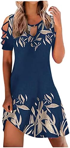 שמלות קיץ של Lcziwo אביב לנשים 2023 כתף קרה חמודה Boho Mini Tshirt שמלות שרוול קצר שמלת טוניקה משמרת קו