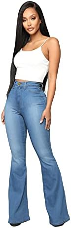 מכנסי רוכסן המותניים מכנסי מכנסיים רזים מכנסיים רזים מכנסי מכנסיים מתרחבים כפתור ג'ינס רגל רחבה עם כיסים נמתחים מכנסי ג'ינס של נשים שקיות