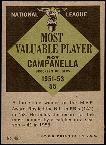 1961 Topps 480 השחקן היקר ביותר רוי קמפנלה לוס אנג'לס דודג'רס אקס דודג'רס