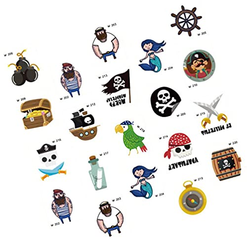 צעצועים 40 יחידים פיראטים קעקועים זמניים מזויפים קפטן קפטן מצפן דגל אוצר חזה מדבקת גוף גוד חומרי מילוי לילדים לילדים סגנון מעורב