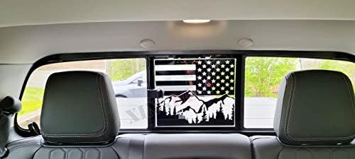 Xinghe עבור דודג 'ראם 2009-2023 עץ הרים מדבקות דגל אמריקאי לחלון אחורי של המשאית, עץ הרים שחור מט ארהב מדבקות דגל למשאית חלון הזזה אחורה