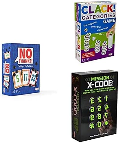 משפחה משחק לילה 3-חבילה-שמציעה לא תודה! קלאק! קטגוריות, & קוד אקס-המשחקים הטובים ביותר לילדים 8+, בני נוער, & מבוגרים