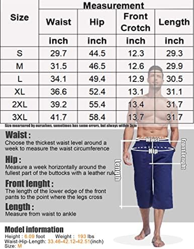 מכנסי קפרי פשתן קואופנדי קפרי משקל קל משקל 3/4 מכנסיים רחבים שרוך מותניים אלסטיים חוף יוגה מכנסיים עם כיסים