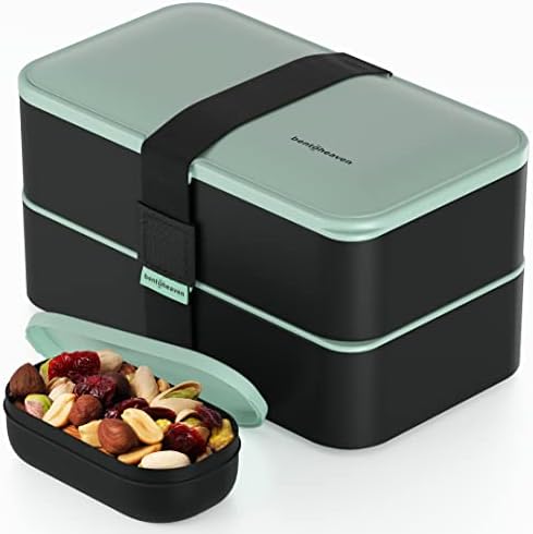 קופסת ארוחת הצהריים של בנטו פרימיום ב -8 צבעים מודרניים-מולטיפאק, 2x2 תאים אטומים לדליפה, כוללת מיכל רוטב, מחלק, סכום ומקלות אכילה, קופסת