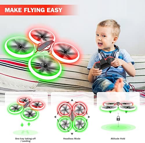Leprcstore מיני מזלט לילדים, מזלט RC קטן מקורה, מתנות צעצועים מגניבים לבנות בנים, Quadcopter עם אורות אדומים וירוקים, אחיזת גובה, ספליפס