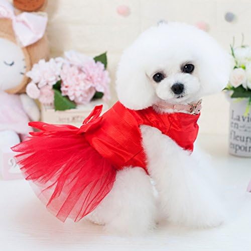 Smalllee_lucky_store yp0290 שמלות לחיות מחמד כלב וגורים קטנים, אדום, X-Small