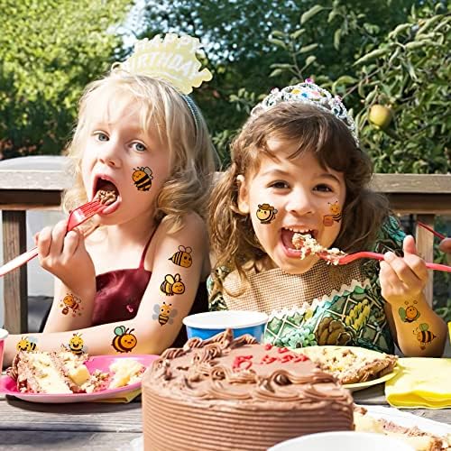 8 גיליון דבורה זמני קעקועים לילדים, מסיבת יום הולדת קישוטי ספקי צד טובה ארוחת ערב חמוד דבורה קעקוע מדבקת סגנון מתנה אידאלים עבור בני בנות